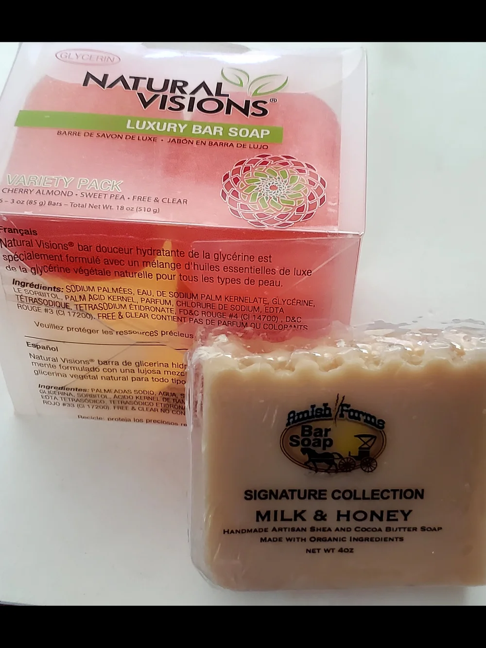 Luxury Moisturizing Glycerin Variety 6 Soap Set & 1 Amish   Milk & Honey Bar